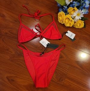 Kendall +Kylie 2pc Red Bikini Set Size Small